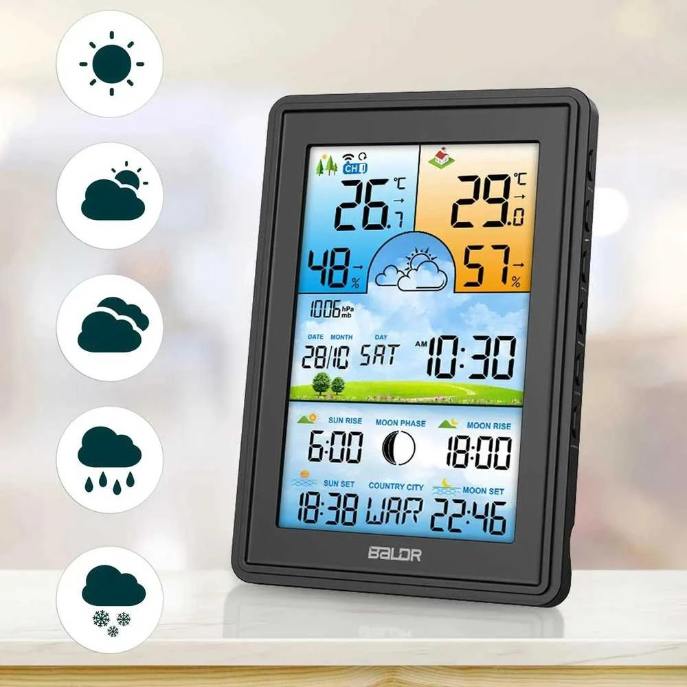 Berdsen Meteorologinė stotelė su ekranu BD-906, juoda