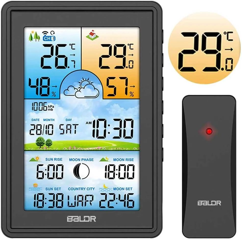 Berdsen Meteorologinė stotelė su ekranu BD-906, juoda