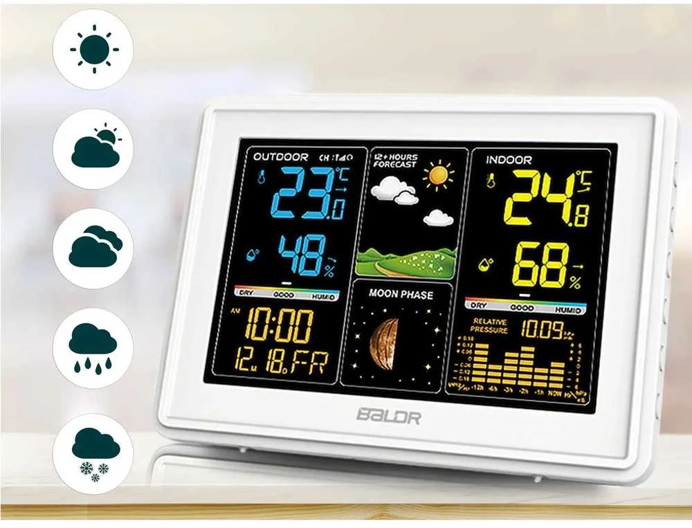 Baldr Meteorologinė stotelė su ekranu BD-907, balta