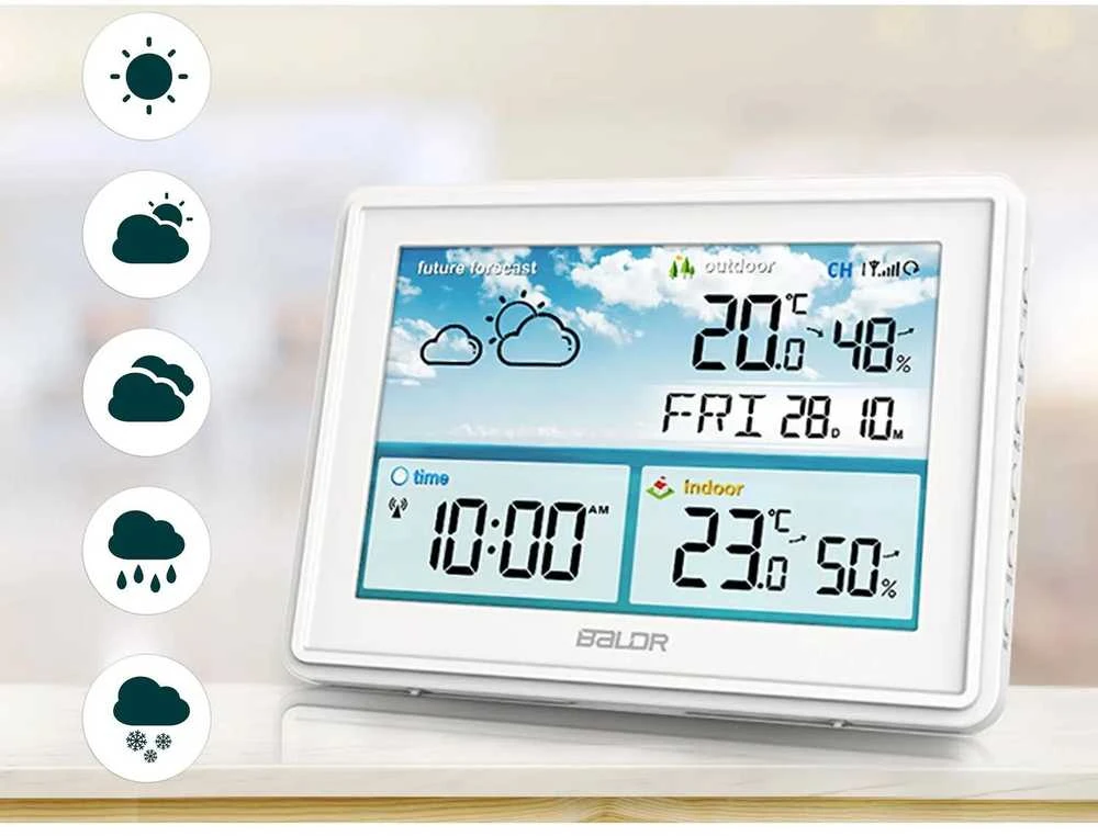 Baldr Meteorologinė stotelė su ekranu BD-909, balta