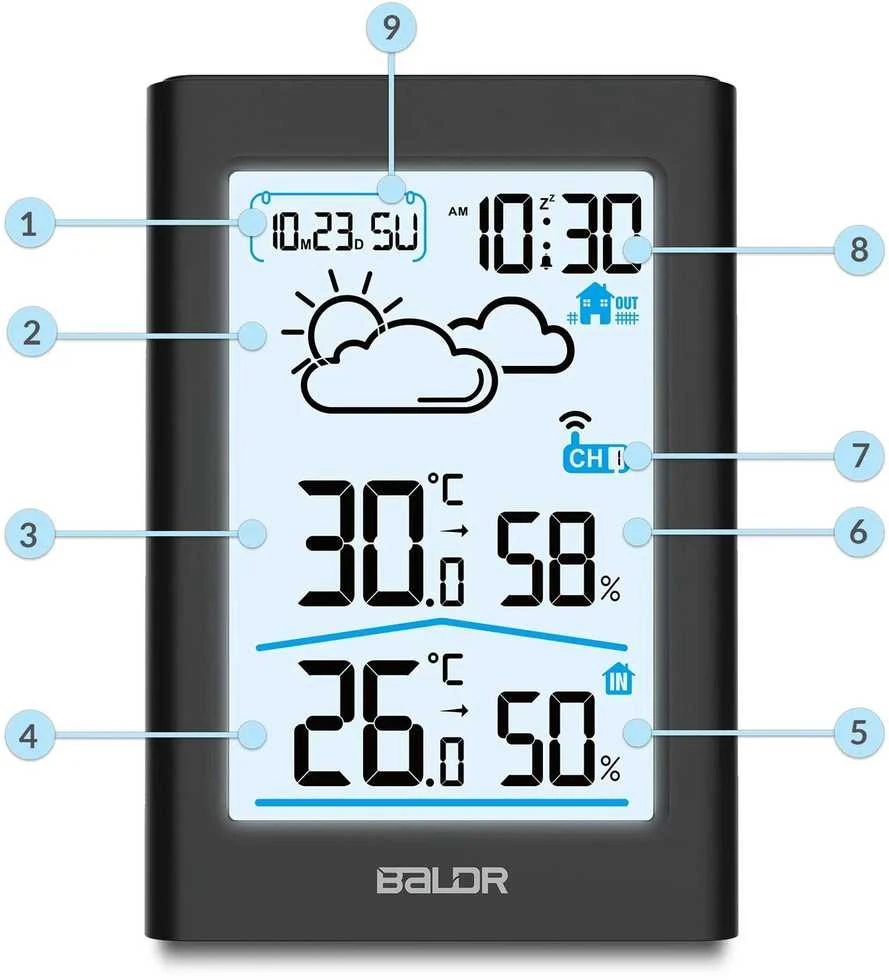 Berdsen Meteorologinė stotelė su ekranu BD-911, juoda