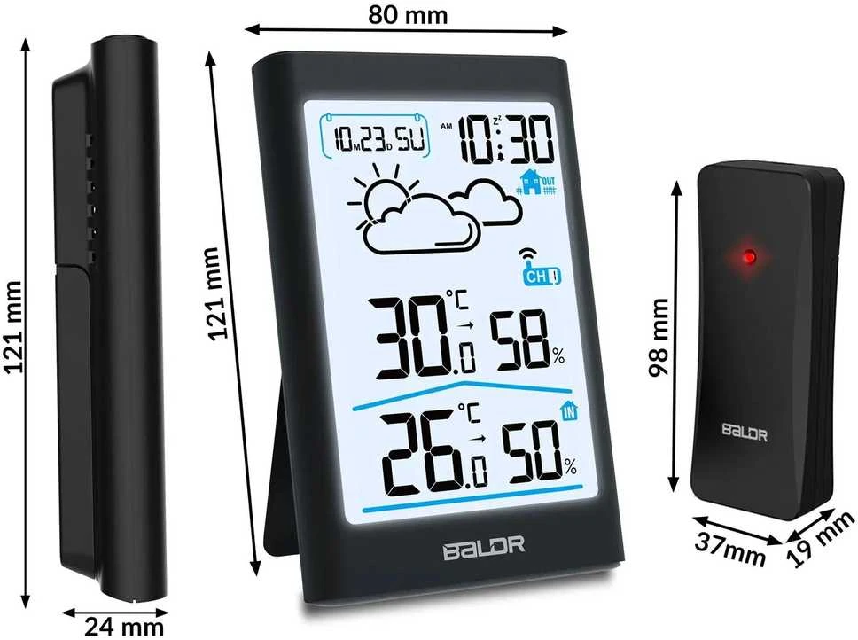 Berdsen Meteorologinė stotelė su ekranu BD-911, juoda