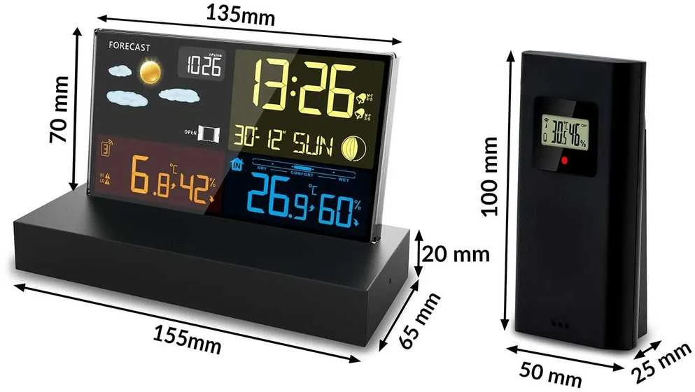 Berdsen Meteorologinė stotelė su ekranu BD-912, juoda