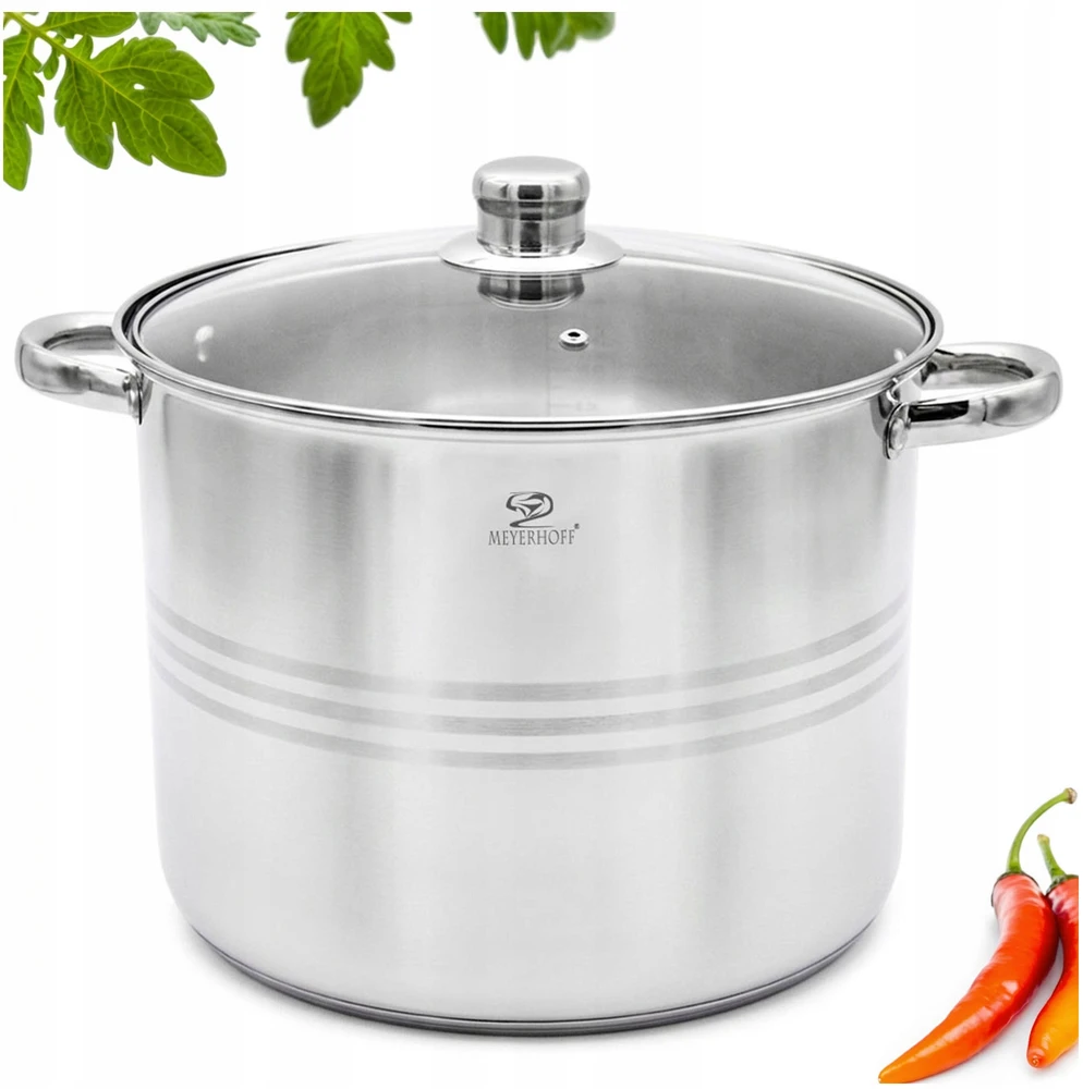 Meyerhoff 12L puodas su matavimo puodeliu ir dangteliu sriuboms, nerūdijantis plienas, dujoms, indukcinis, 28 cm