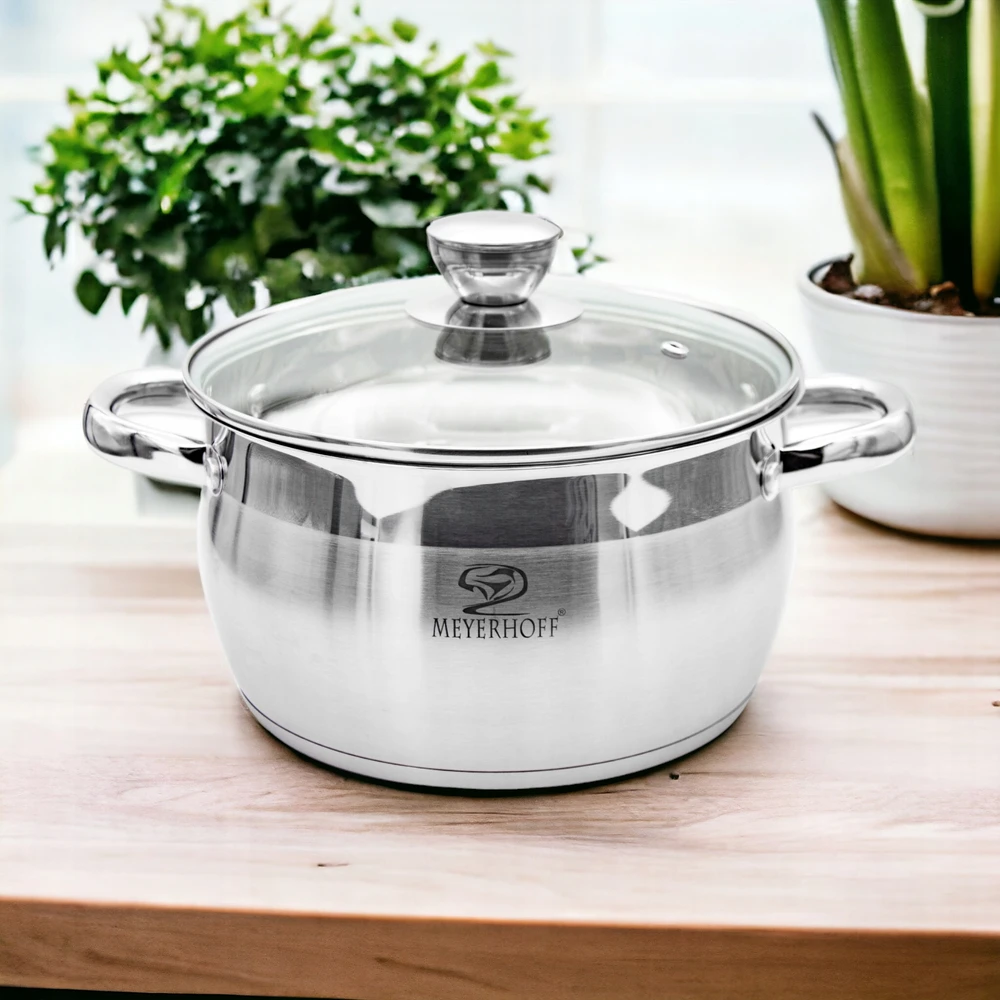 Meyerhoff 3,4L NERŪDIJANČIO NERŪDijančio plieno PUODAS SU MATAVIMO MATUOKLIU IR DANGIU 20CM DUJŲ INDUKCIJA