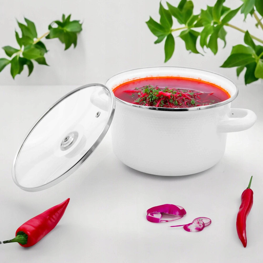 Meyerhoff ENAMEL puodas 1,5L tradicinis 14cm su DANČIU universalus 3D su rankenomis