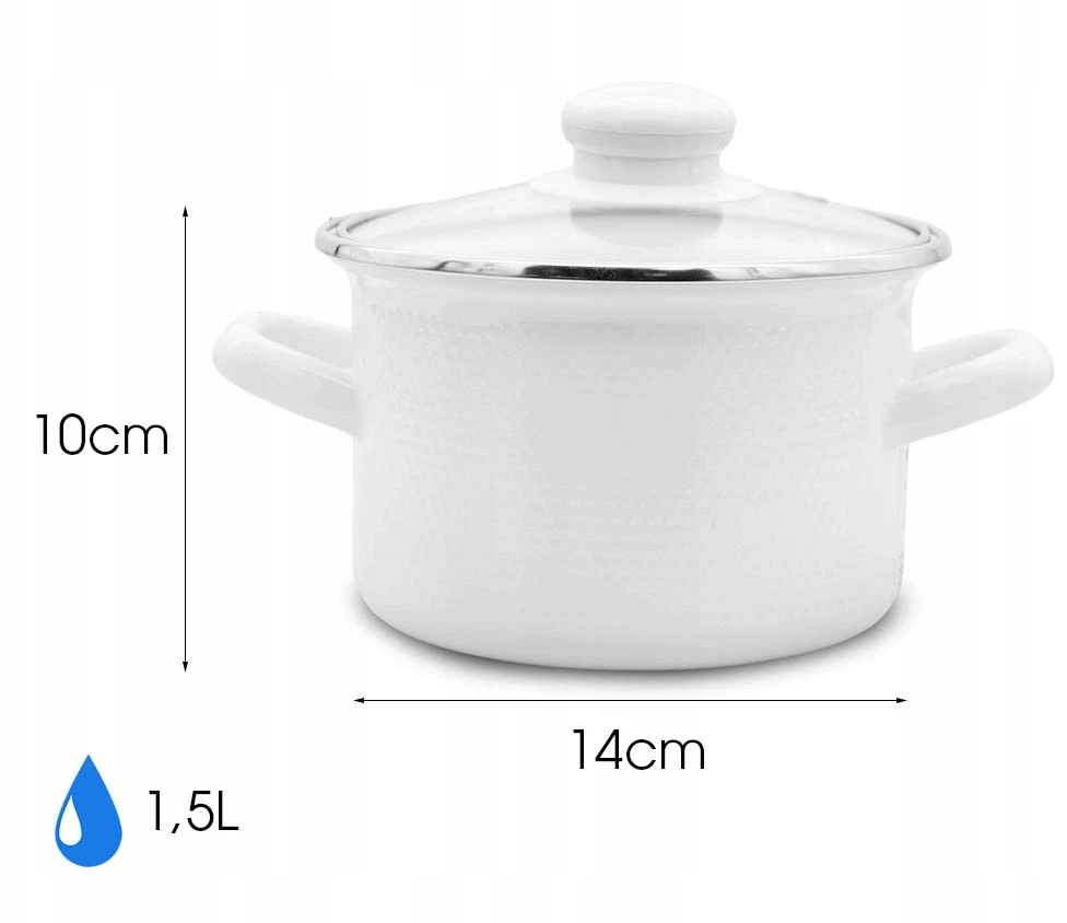 Meyerhoff ENAMEL puodas 1,5L tradicinis 14cm su DANČIU universalus 3D su rankenomis