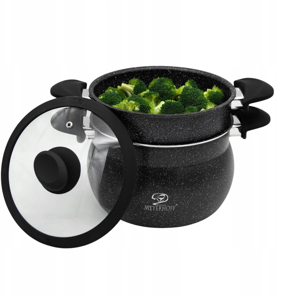Meyerhoff Garinimo puodas STEAMER 24cm 3 dalys 9L Virtuvės marmuras