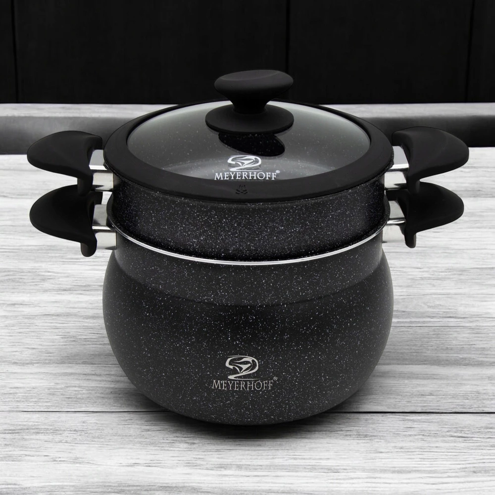 Meyerhoff Garinimo puodas STEAMER 24cm 3 dalys 9L Virtuvės marmuras