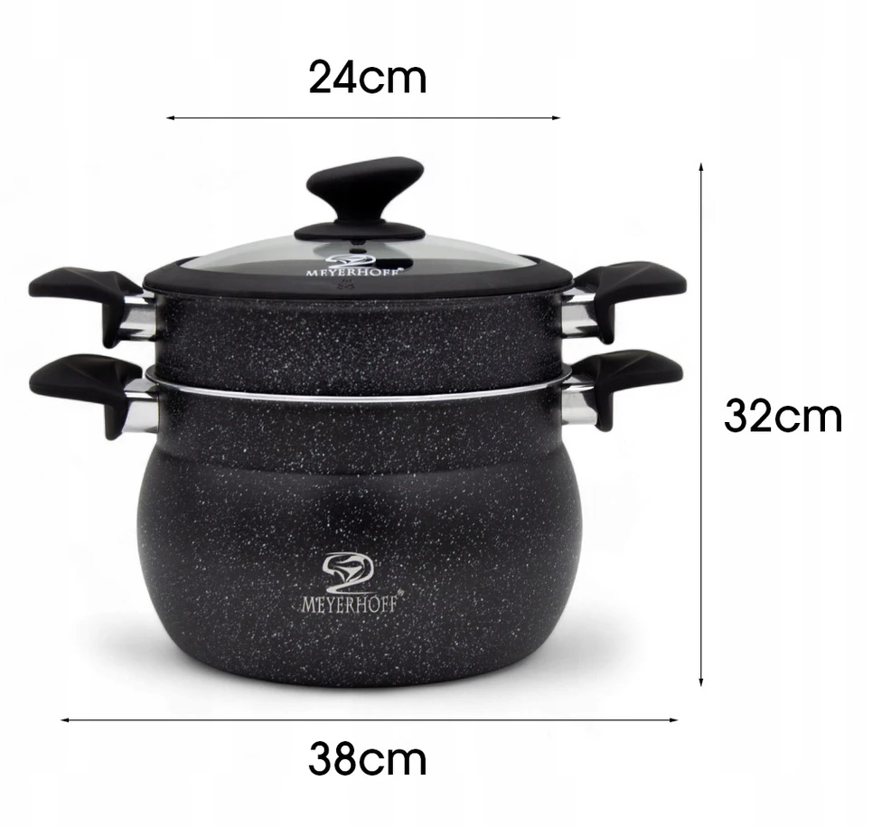 Meyerhoff Garinimo puodas STEAMER 24cm 3 dalys 9L Virtuvės marmuras