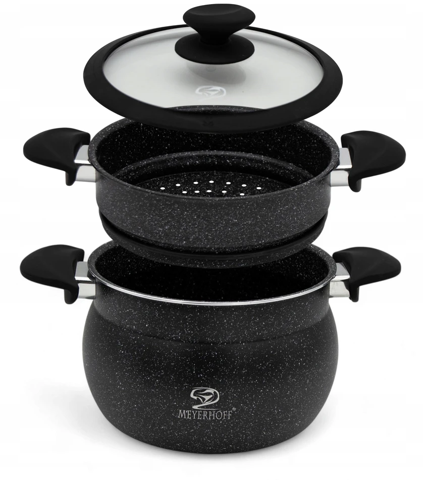 Meyerhoff Garinimo puodas STEAMER 24cm 3 dalys 9L Virtuvės marmuras