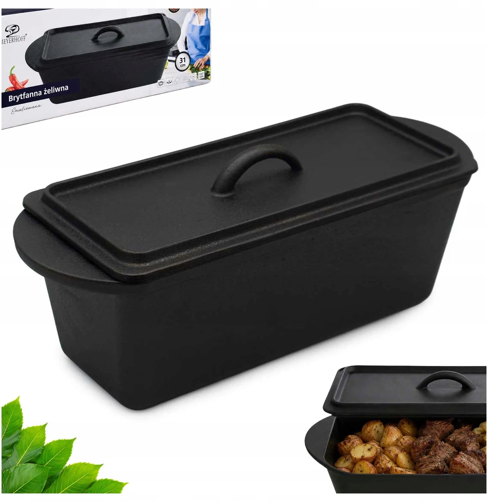 Meyerhoff Ketaus kepimo skarda 31 cm mėsai ir duonai kepti su dangteliu ir rankenomis, juoda
