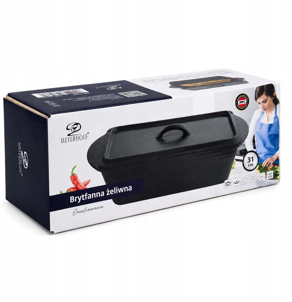 Meyerhoff Ketaus kepimo skarda 31 cm mėsai ir duonai kepti su dangteliu ir rankenomis, juoda