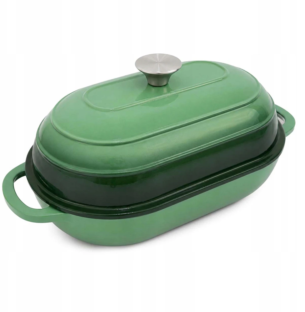 Meyerhoff Ketaus kepimo skarda 31x20cm emaliuota žalia spalva su dangteliu ir rankenomis