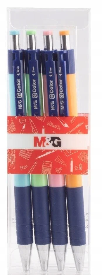 M&G 0,7 mm mėlynos spalvos mirksintis rašiklis 4 vnt