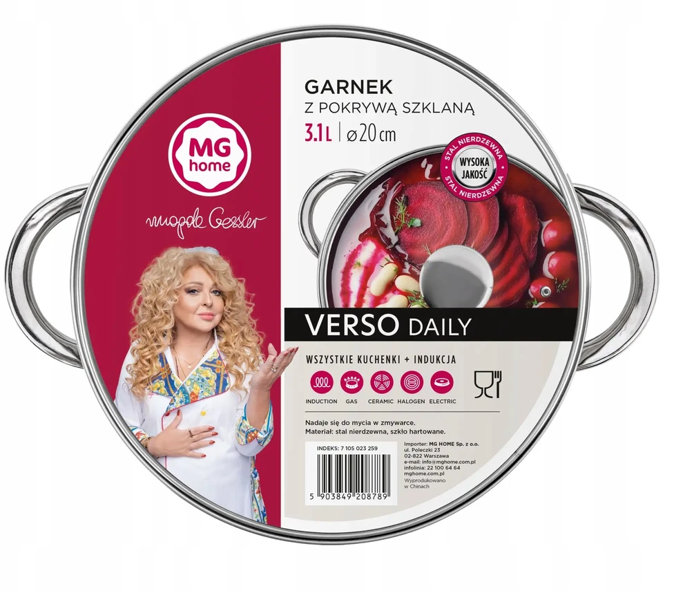 MG HOME VERSO DAILY POT 20 CM 3,1 L NERŪDIJANČIO PLIENO MAGDA GESSLER