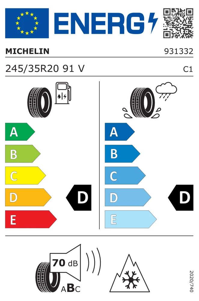Michelin Padangos Pilot Alpin PA4 91 V N1 (D D B 70dB)