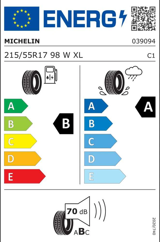Michelin Padangos Primacy 4+ 98 W XL (B A B 70dB)