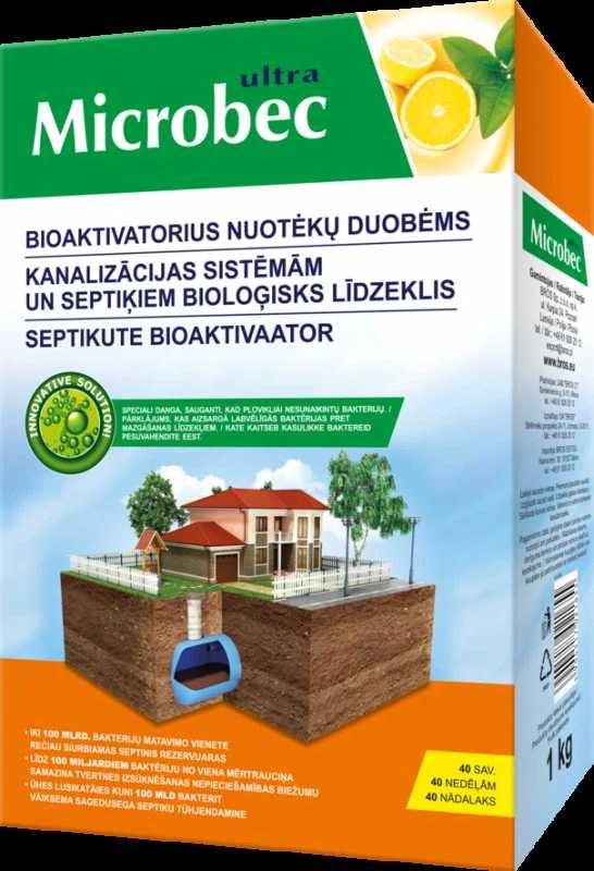 Priemonė nuotekų duobėms Bros Microbec, 1kg