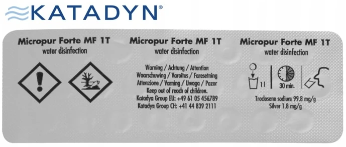 Micropur Forte 25 tablečių vandens dezinfekcijai, Katadyn