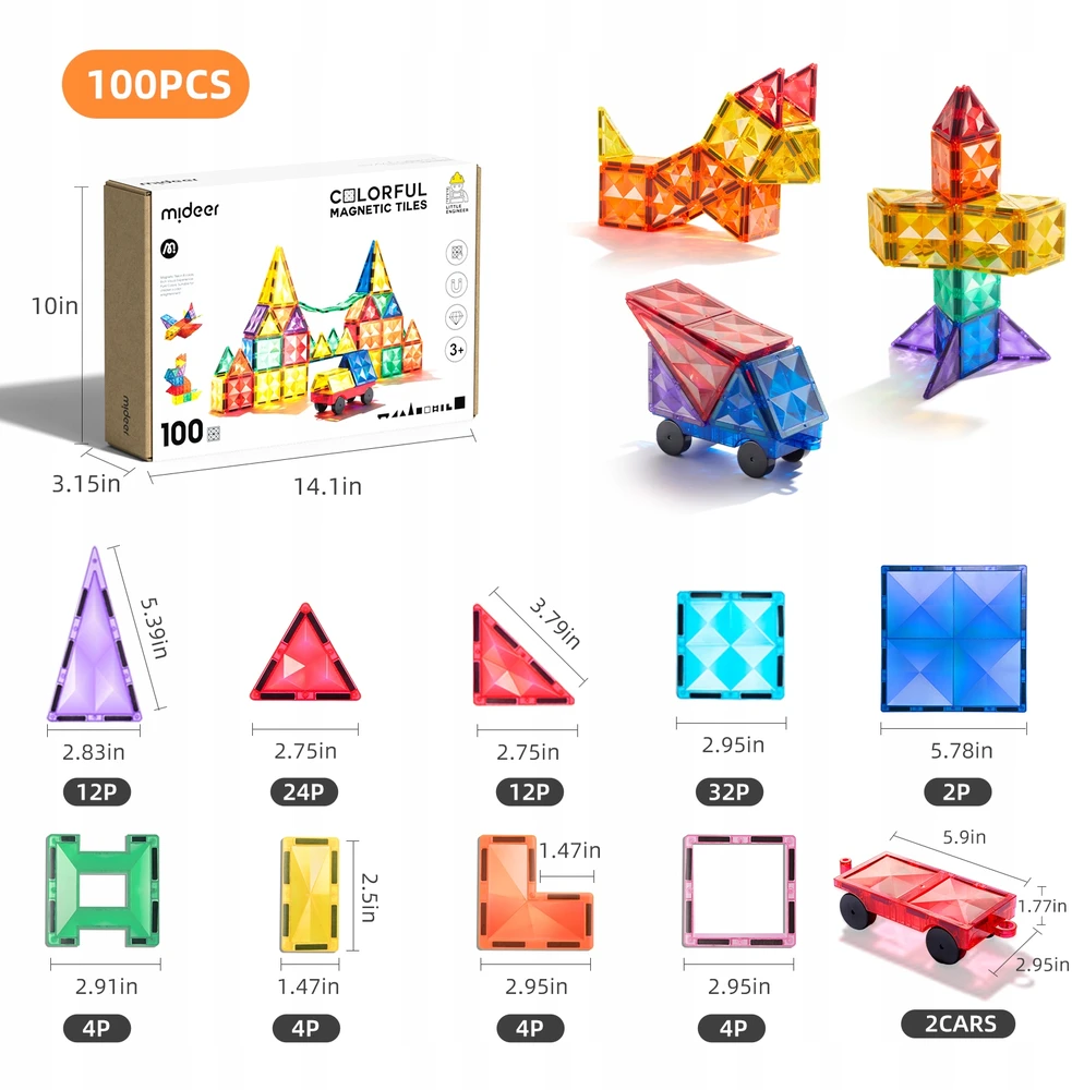 Mideer Colorful magnetinis rinkinys - 100 elementų