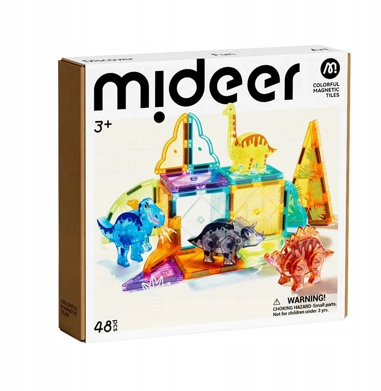 Mideer - Magnetinis konstruktorius - Dinozaurai - 48 dalių