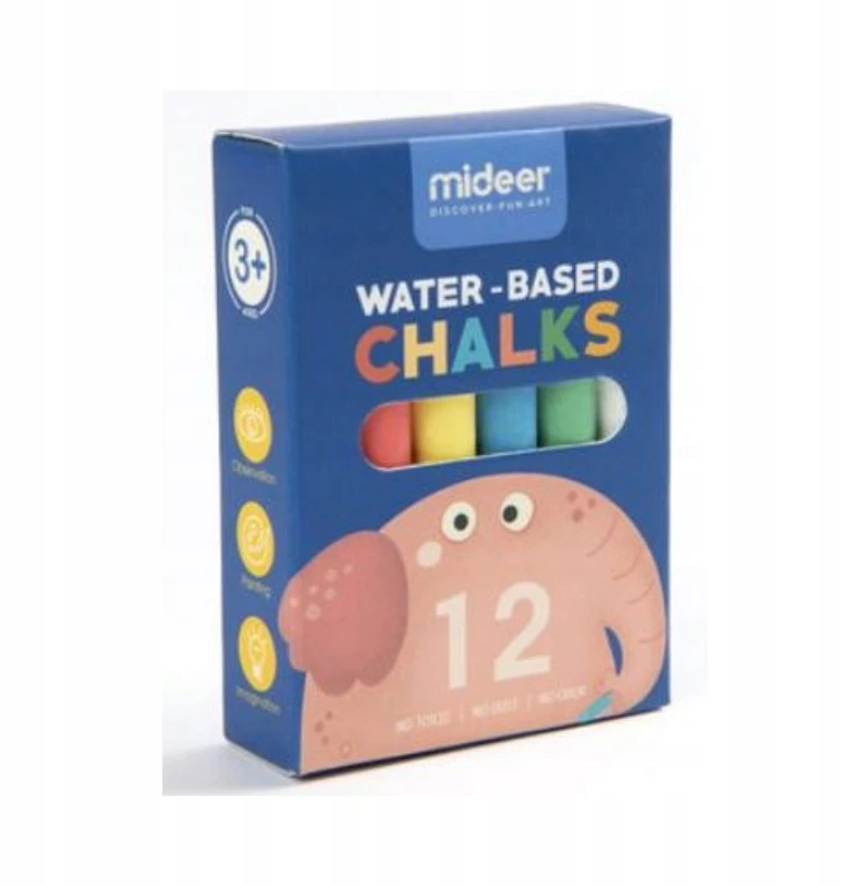 Mideer Spalvotos kreidelės vaikams Elephant 12 vnt.