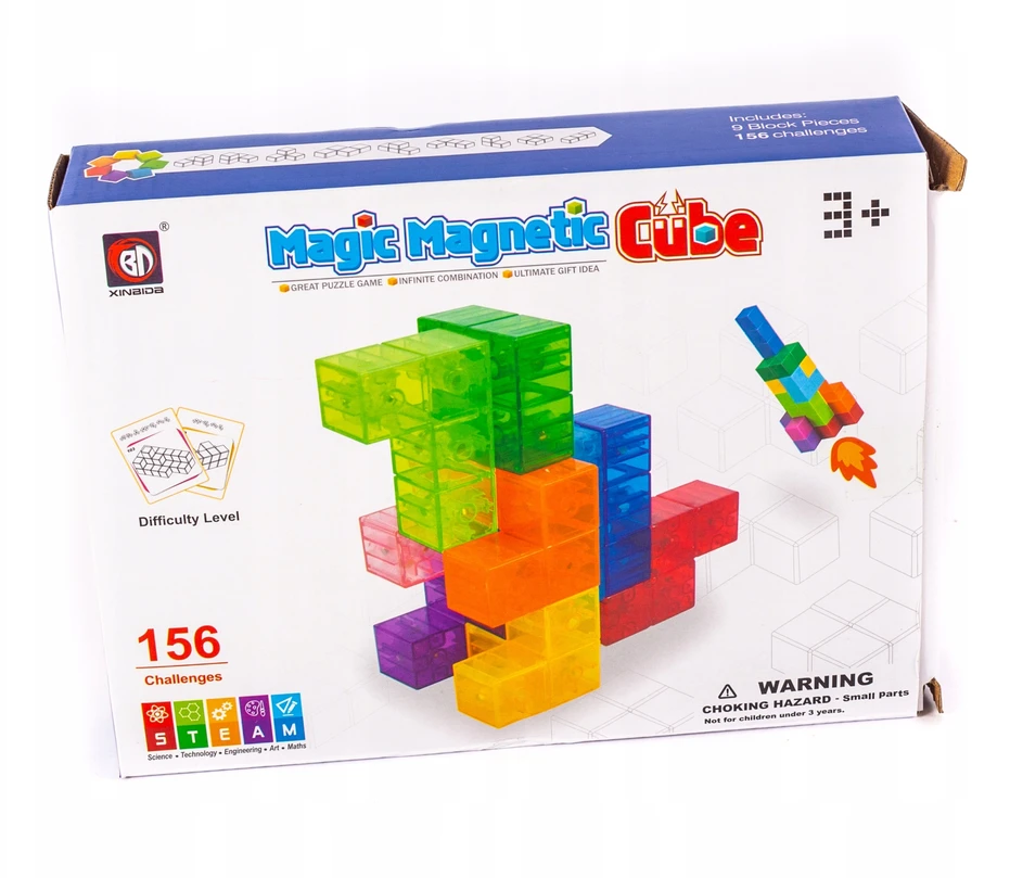 Midex 3D MAGNETINIAI BLOKAI, SPALVINGA ERDVINĖ DĖLĖ