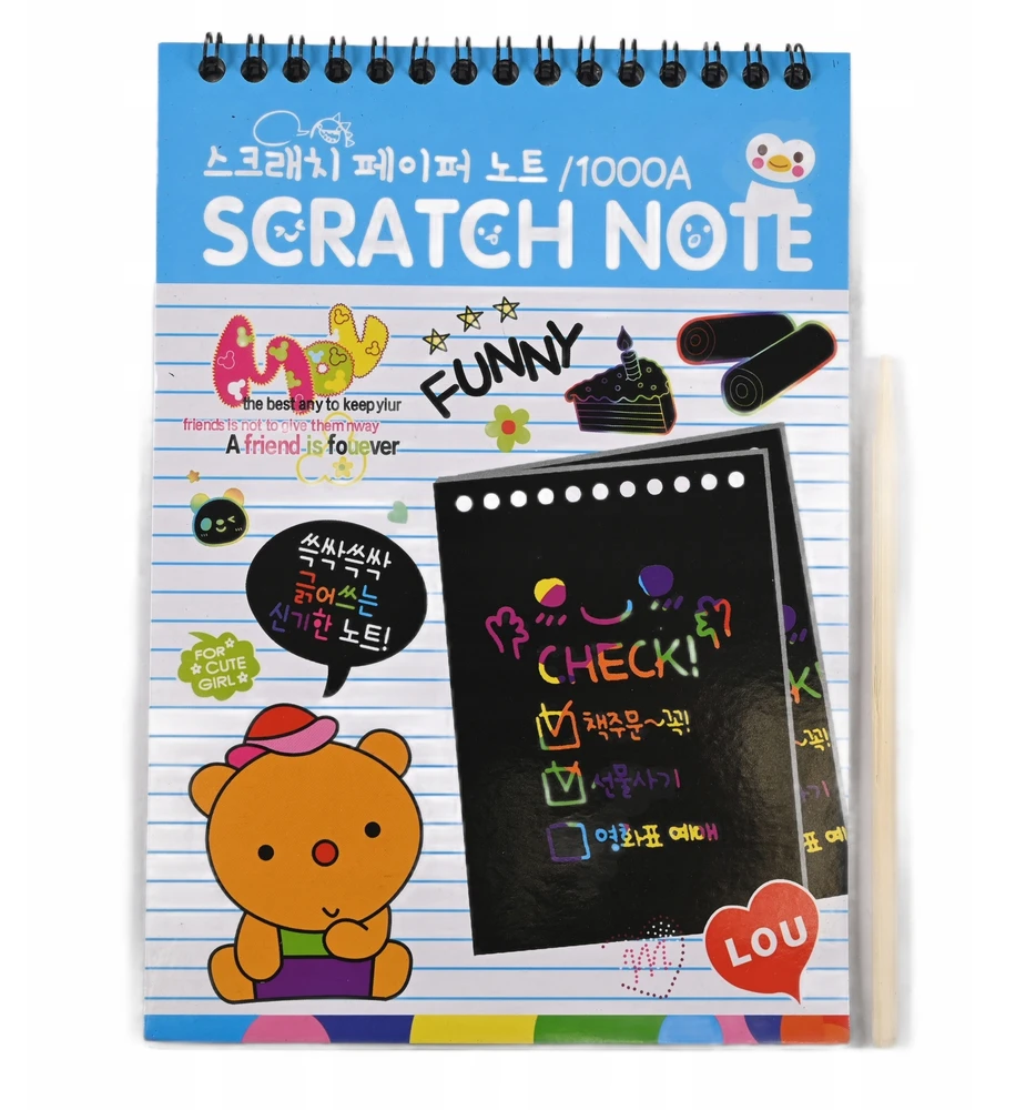Midex SCRATCH BOOK bloknotas Scratch BOOK A5 Juodas MAGICAL SCRATCH BOOK Sąsiuvinis VAIKAMS