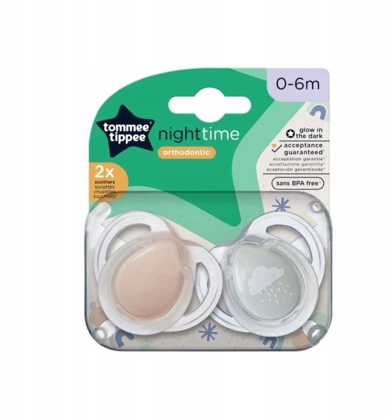 TOMMEE TIPPEE TTP43338095 čiulptukai NIGHT TIME 0-6m mix 2pack