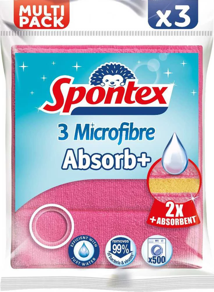 Mikropluošto šluostės su porolonu Spontex Multipack, 3 vnt.