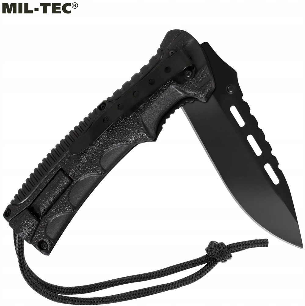 Mil-Tec EDC taktinis karinis sulankstomas peilis, parakordo laidas, ugnies starteris, švilpukas