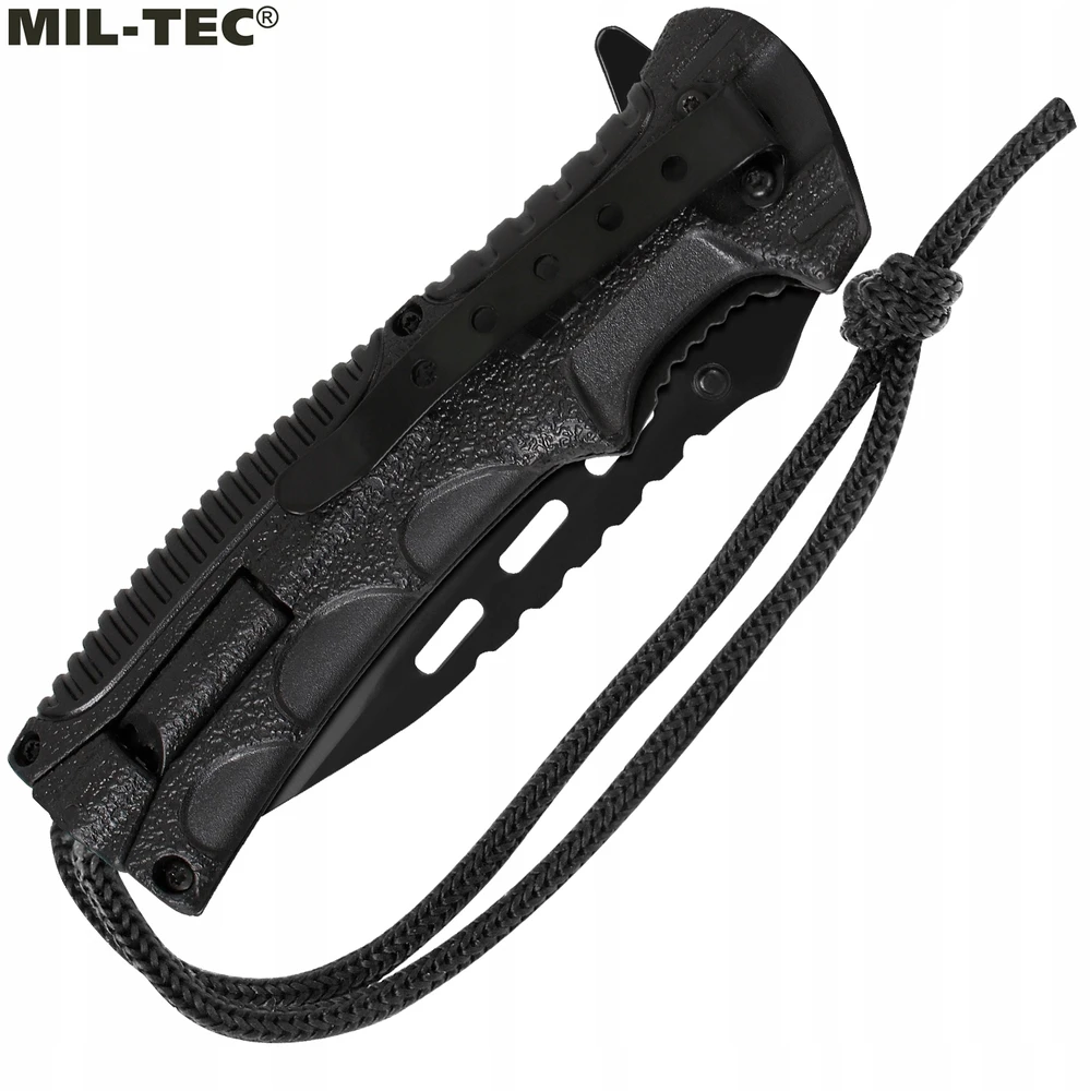 Mil-Tec EDC taktinis karinis sulankstomas peilis, parakordo laidas, ugnies starteris, švilpukas