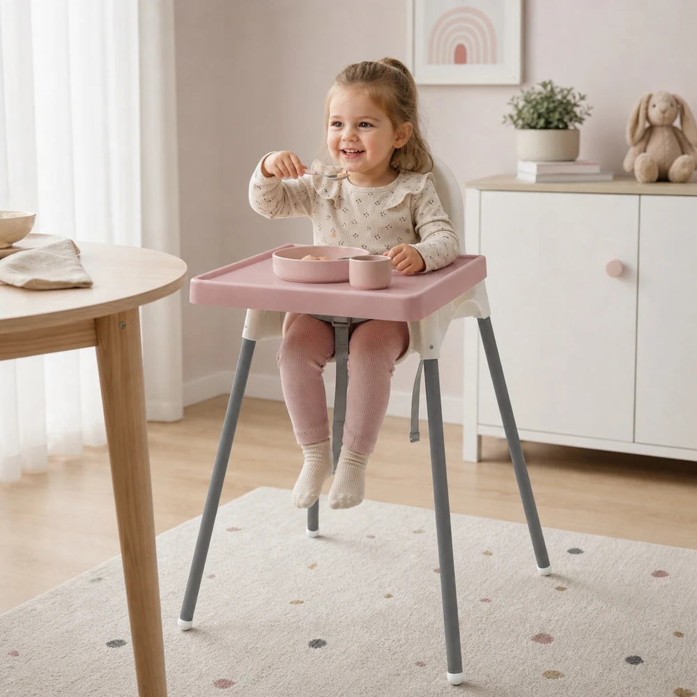 Milababy Pilnas silikoninis kilimėlis, priderintas prie Ikea Antilop rožinės kėdės