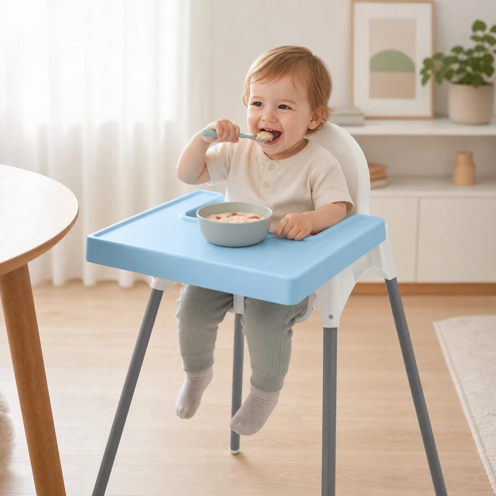 Milababy Pilnas silikoninis kilimėlis, priderintas prie Ikea Antilop Sky Mėlyna kėdės