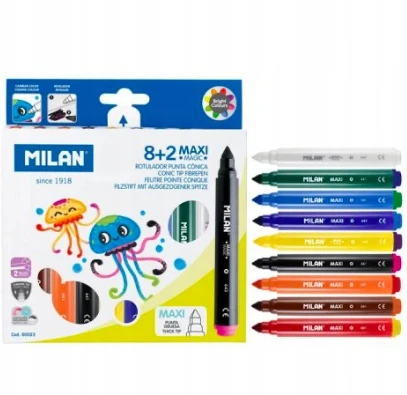 Milan storų spalvotų flomasterių rinkinys vaikams, 10 vnt.