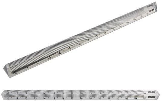 Milan Trikampis liniuotė 15 cm, plastikinė