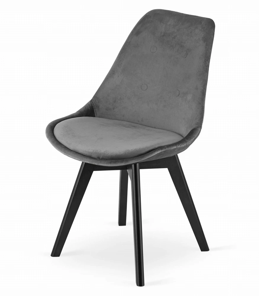 MILEO PREMIUM DARK Pilkas VELVET Skandinaviška valgomojo kėdė