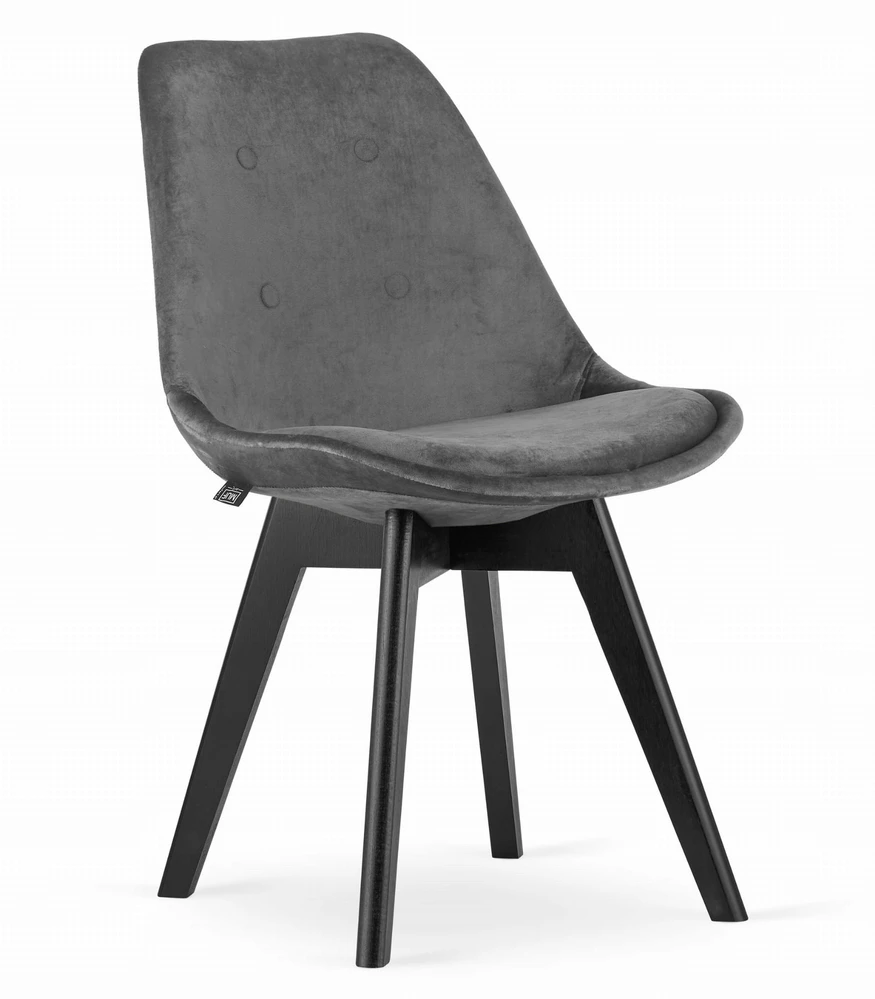 MILEO PREMIUM DARK Pilkas VELVET Skandinaviška valgomojo kėdė