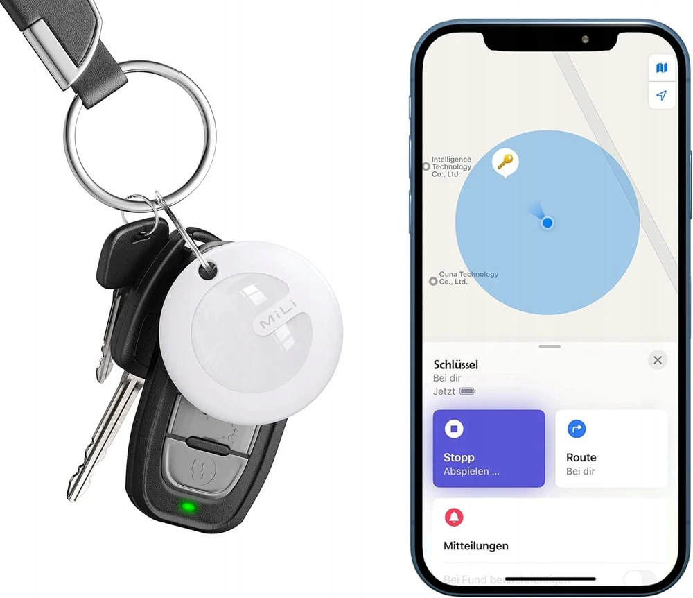 MiLi GPS Bluetooth MiTag sekiklis HD-P16 (tik) + raktų pakabukas juodas