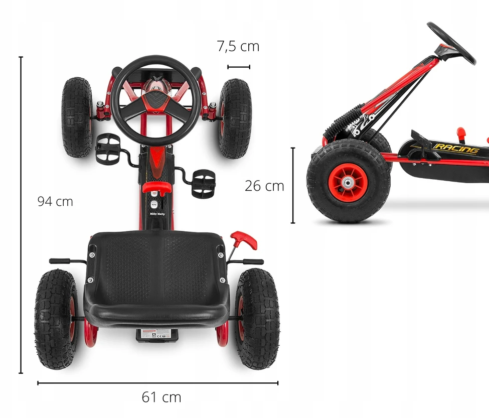 Milly Mally Thor Raudona pedalinis gokartas