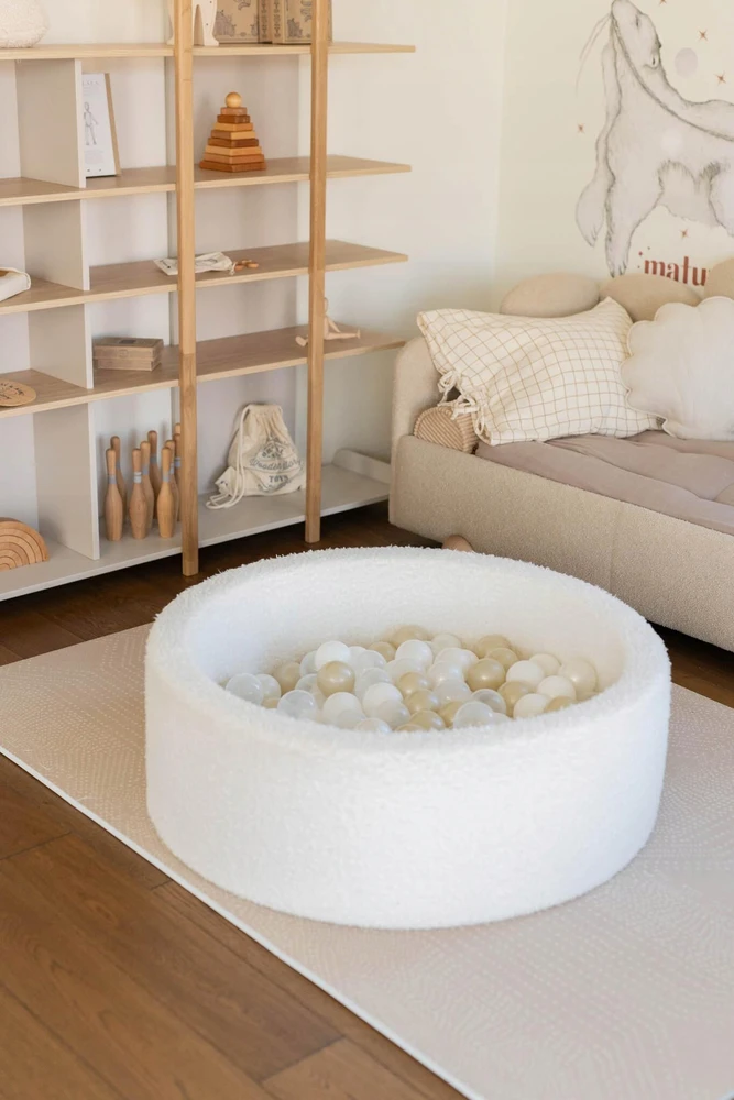 Mimii Suchy basen 110x30 Boucle Baltas 400 piłek: balta,perłowe,smėlio sp.