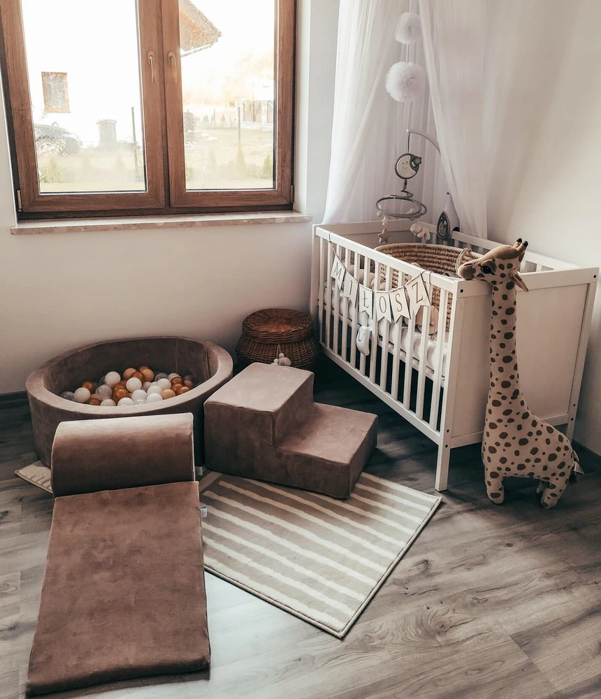 Mimii Suchy basen 110x30 Velvet Soft Ciemny Kreminis bez piłek