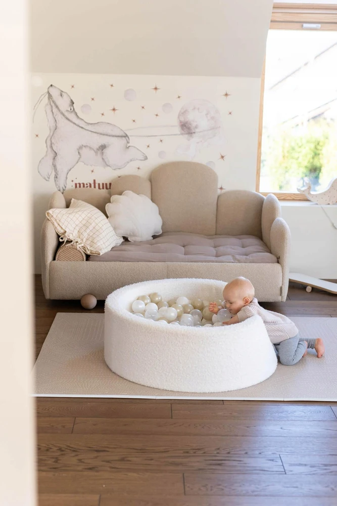 Mimii Suchy basen 130x40 Boucle Baltas bez piłek