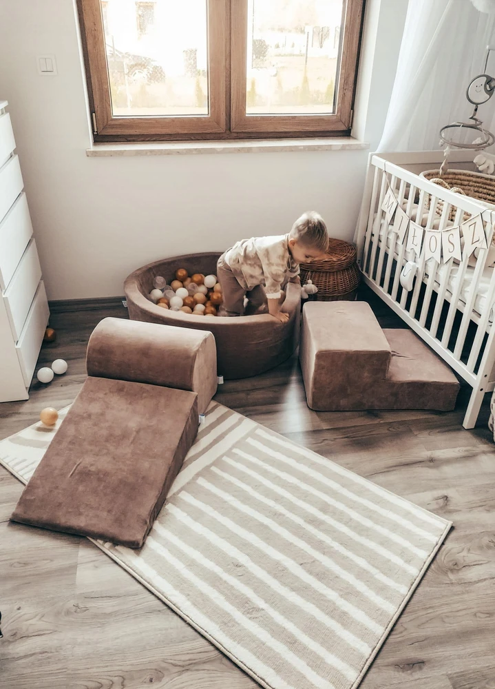 Mimii Suchy basen 90x90x40 Velvet Soft Ciemny Kreminis bez piłek
