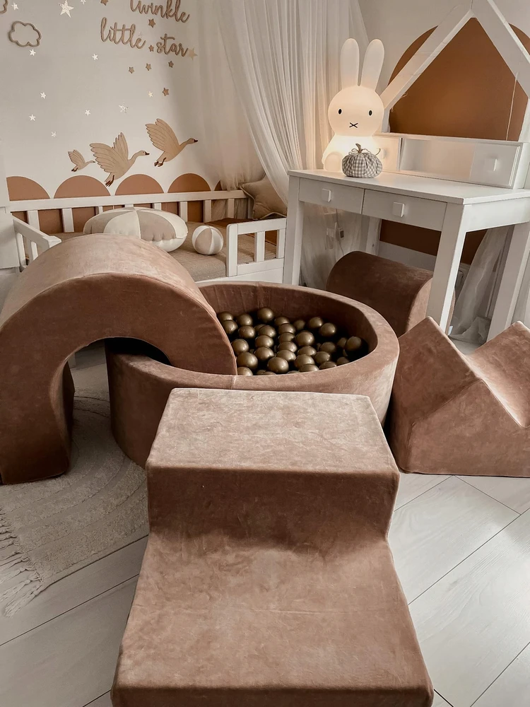 Mimii Suchy basen 90x90x40 Velvet Soft Ciemny Kreminis bez piłek