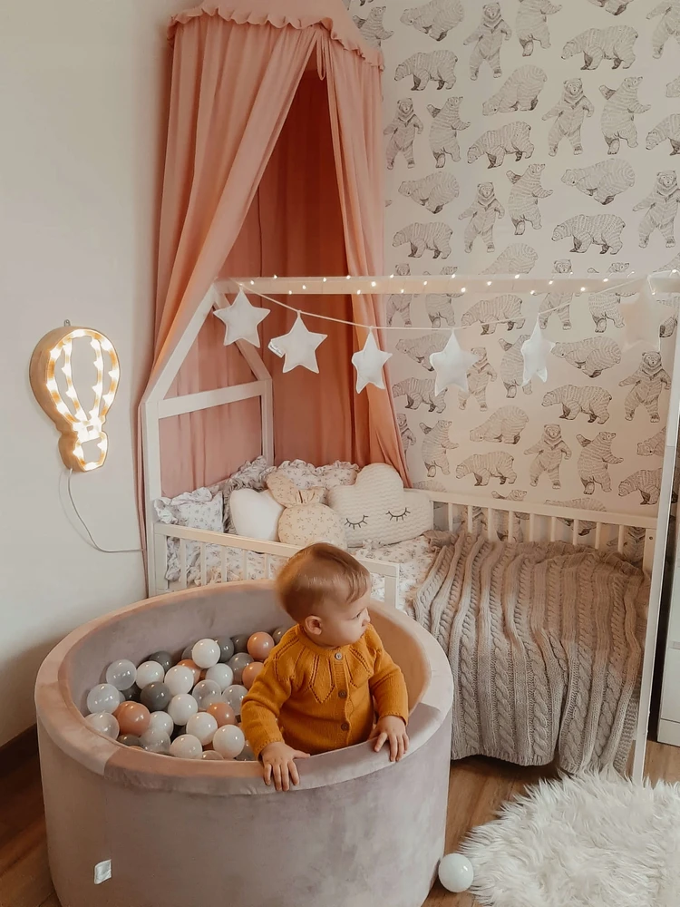 Mimii SUCHY BASEN KOJEC vaikams 90x40cm Velvet Lila 300 piłek apvalus
