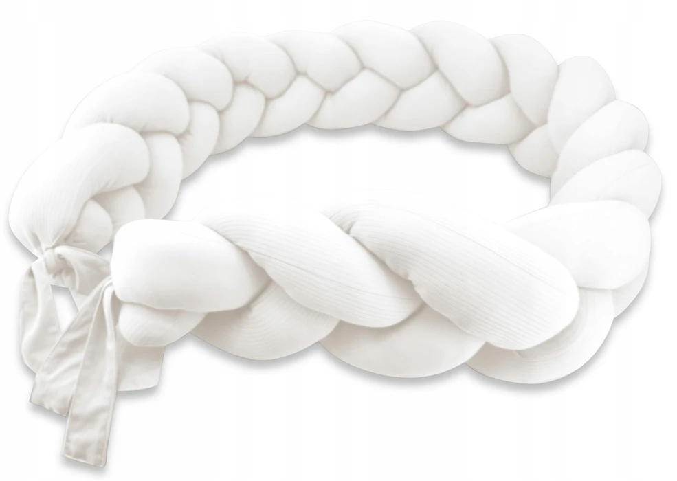 MimiNu OCHRANIACZ do łóżeczka warkocz PREMIUM SOFT PRĄŻEK 220-240 cm ECRU