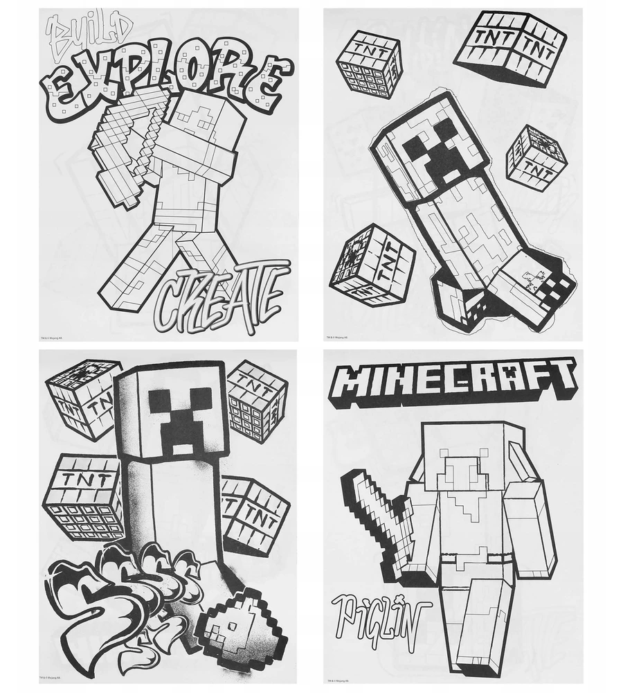 Minecraft Creative RINKINYS vaikams, dažymo rinkinys + kreidelės