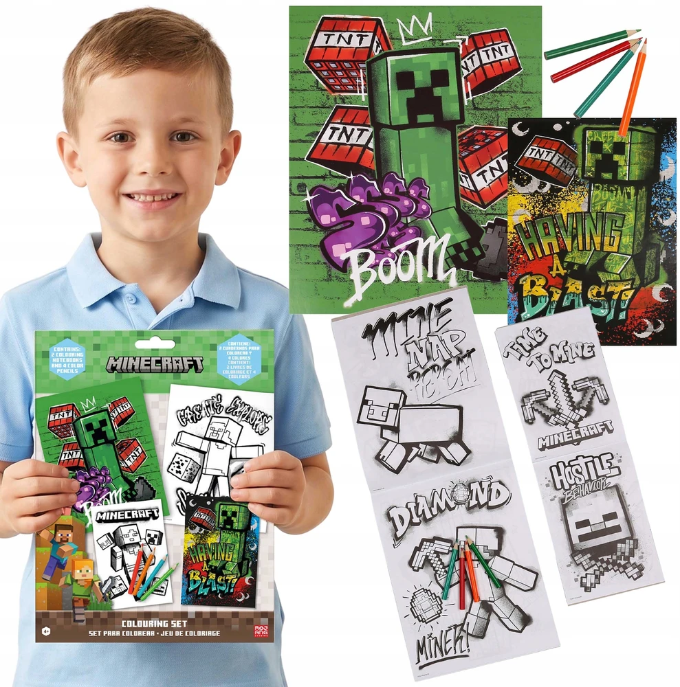 Minecraft Creative RINKINYS vaikams, dažymo rinkinys + kreidelės